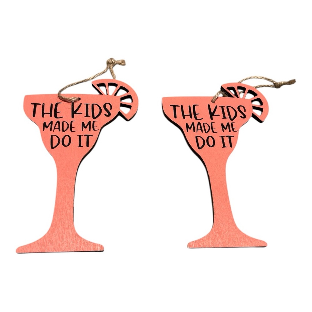 2 Margarita Words Wooden Ornament NEW
